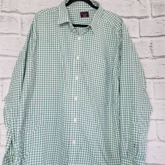 UNTUCKit Mens Green White Plaid Flannel Long Sleeve Button Up Shirt Size 3XL - Picture 3 of 10